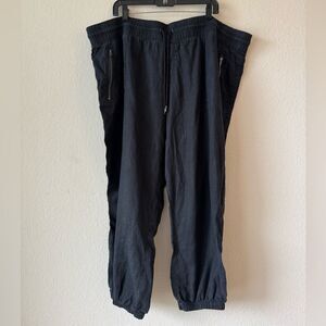 Athleta Cabo 100% Linen‎ Jogger Pants Women’s Sz 26 Black Pull-On Tapered Casual